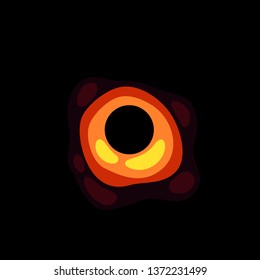 Vector Illustration Of Supermassive Black Hole In Modern Flat Style. Drawing Of Black Hole At The Center Of Galaxy M87, Or Messier 87.