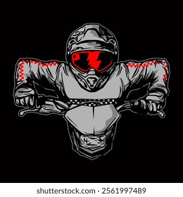 vector illustration of supermoto racing racer