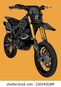 vector illustration of a supermoto style motorbike on a yellow background