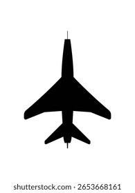 Ilustração vetorial de um caça supersônico com asas varridas. Ótimo para gráficos de aviação focados na velocidade.