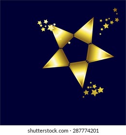 Vector illustration of Superstar. A large gold star surrounded by little on a blue.