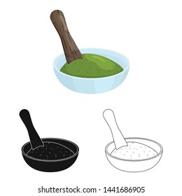 Vector illustration of supplement and powder symbol. Set of supplement and mortar vector icon for stock.
