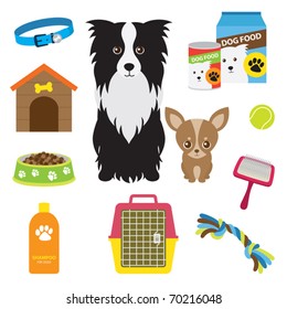 Vector illustration of supplies for dog.