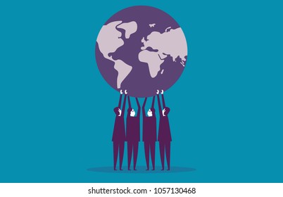 Vector illustration support. Corporate global business.