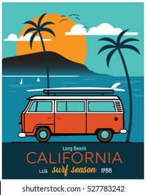 vector illustration surf bus poster  