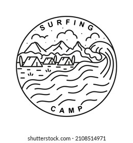 Ilustración vectorial del campamento de surf