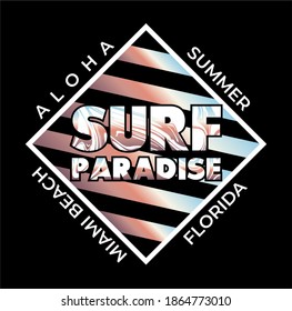Vektorgrafik SURF PARADISE Typografie T-Shirt Grafik Poster Banner Flyer Postkarte