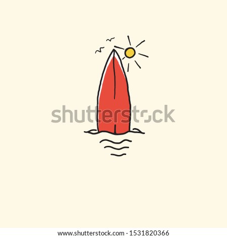 Vector illustration of surf and sunset boards for label or t-shirt designs
