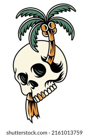 Vector illustration surf themed skull . For t-shirts, stickers and other similar products.