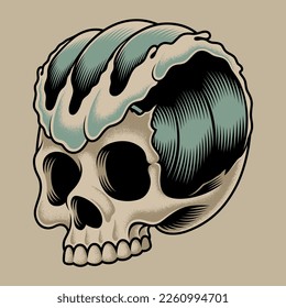 Vector illustration surf themed skull . For t-shirts, stickers and other similar products.