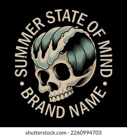 Vector illustration surf themed skull . For t-shirts, stickers and other similar products.