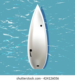 vector illustration of a surfboard on the ripply water