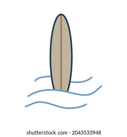 Vector illustration of surfboard on wave.