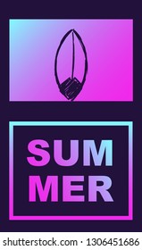 Vector Illustration of Surfboard Summer Poster with Synth or Retro Wave Style. Graphic Design for Background, Template or Layout. 
