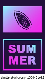 Vector Illustration of Surfboard Summer Poster with Synth or Retro Wave Style. Graphic Design for Background, Template or Layout. 