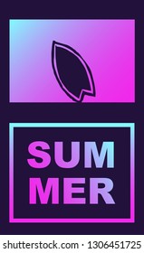 Vector Illustration of Surfboard Summer Poster with Synth or Retro Wave Style. Graphic Design for Background, Template or Layout. 