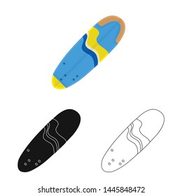 Vector illustration of surfboard and surf sign. Collection of surfboard and summer vector icon for stock.