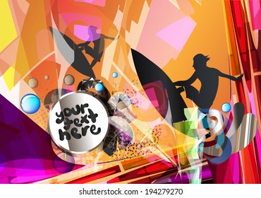 Vector illustration with surfer