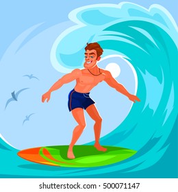 Vector illustration of a surfer