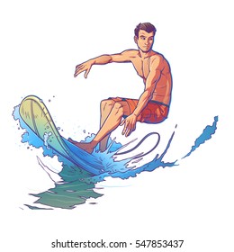 Vector illustration of a surfer