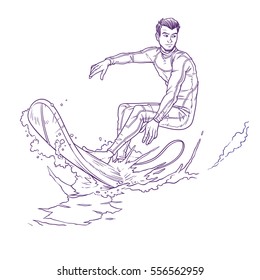 Vector illustration of a surfer