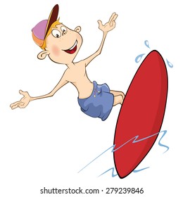  Vector illustration of a surfer cartoon