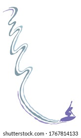 Vector illustration of surfer riding a stylized wave.