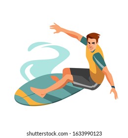 Vector illustration of surfer riding the wave