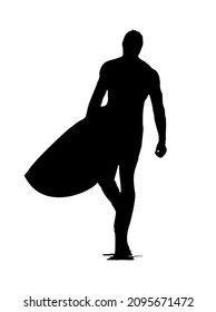Vector illustration of surfer silhouette.