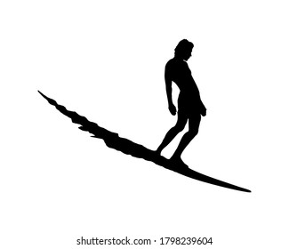 Vector illustration of surfer silhouette in clipart style.