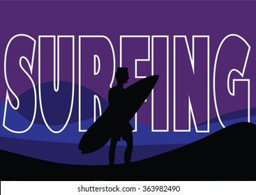 Vector illustration surfing background, surfing print