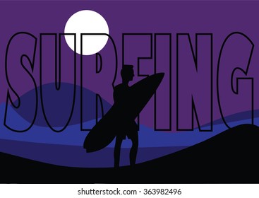 Vector illustration surfing background, surfing print