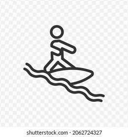 Vector illustration of surfing icon in dark color and transparent background(png).