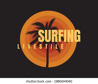 Vector illustration of surfing letters, creative clothes, suitable for t-shirt design, clothing, hoodies, printing products etc.