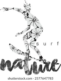 Vector illustration surfing nature isolated on a white background