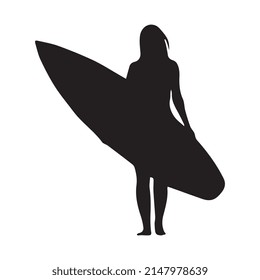 Vector illustration of surfing silhouette