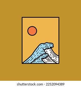 Vector illustration surfing theme badge design. For t-shirt prints, posters, stickers and other uses.