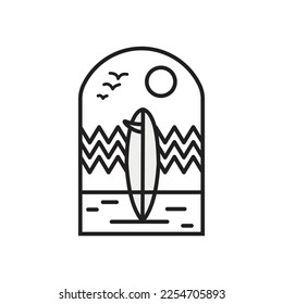 Vector illustration surfing theme badge design. For t-shirt prints, posters, stickers and other uses.