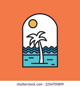 Vector illustration surfing theme badge design. For t-shirt prints, posters, stickers and other uses.