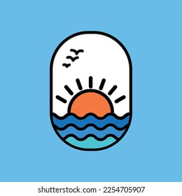 Vector illustration surfing theme badge design. For t-shirt prints, posters, stickers and other uses.