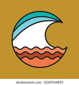 Vector illustration surfing theme badge design. For t-shirt prints, posters, stickers and other uses.