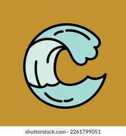 Vector illustration surfing theme badge design. For t-shirt prints  posters  stickers and other uses.