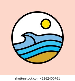 Vector illustration surfing theme badge design. For t-shirt prints posters stickers and other uses.
