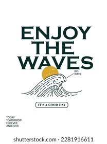 Vector illustration surfing theme badge design. For t-shirt prints, posters, stickers and other uses.