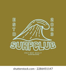 Vector illustration surfing theme badge design. For t-shirt prints, posters, stickers and other uses.