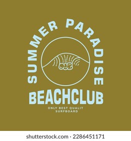Vector illustration surfing theme badge design. For t-shirt prints, posters, stickers and other uses.