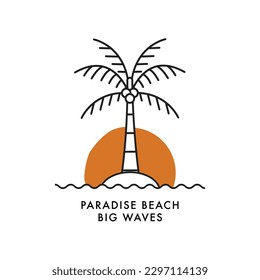 Vector illustration surfing theme badge design. For t-shirt prints, posters, stickers and other uses.