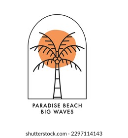 Vector illustration surfing theme badge design. For t-shirt prints, posters, stickers and other uses.