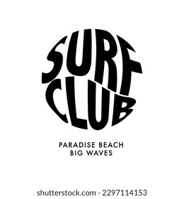 Vector illustration surfing theme badge design. For t-shirt prints, posters, stickers and other uses.