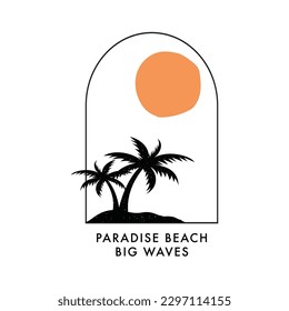 Vector illustration surfing theme badge design. For t-shirt prints, posters, stickers and other uses.
